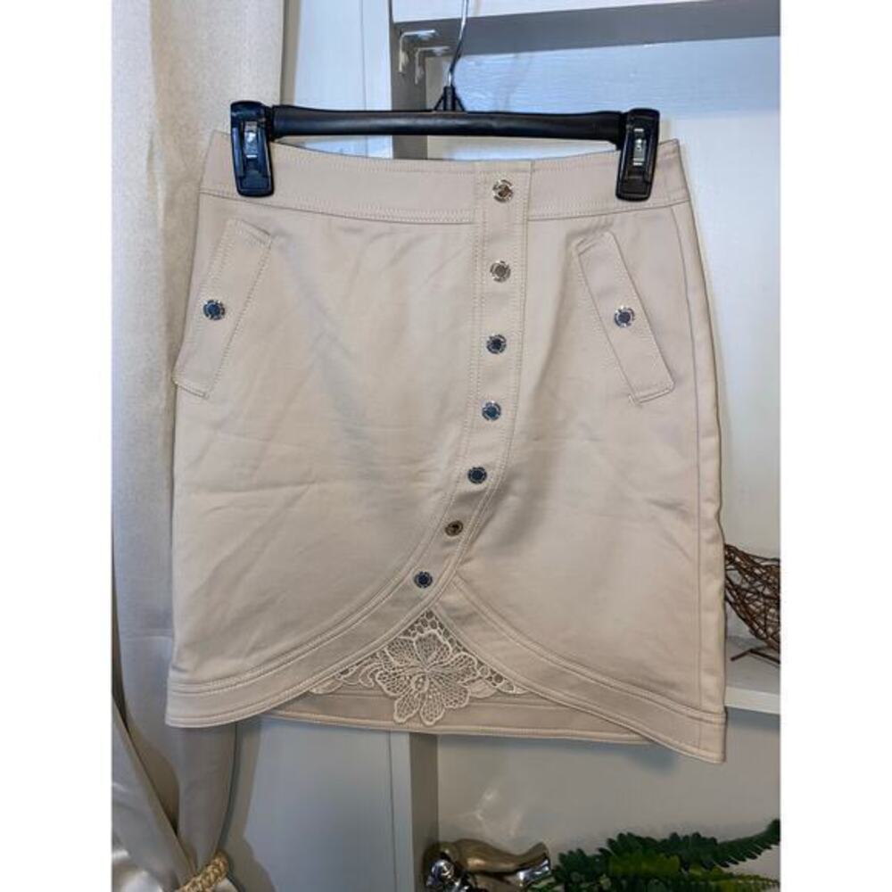 NWT size 0 Utility Lace Boot Cobblestone Tan WHBM WHITE HOUSE BLACK MARKET Skirt